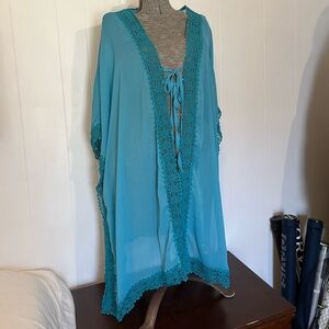 Cupshe Women's Teal Swim Cover-Up One Size Rayon